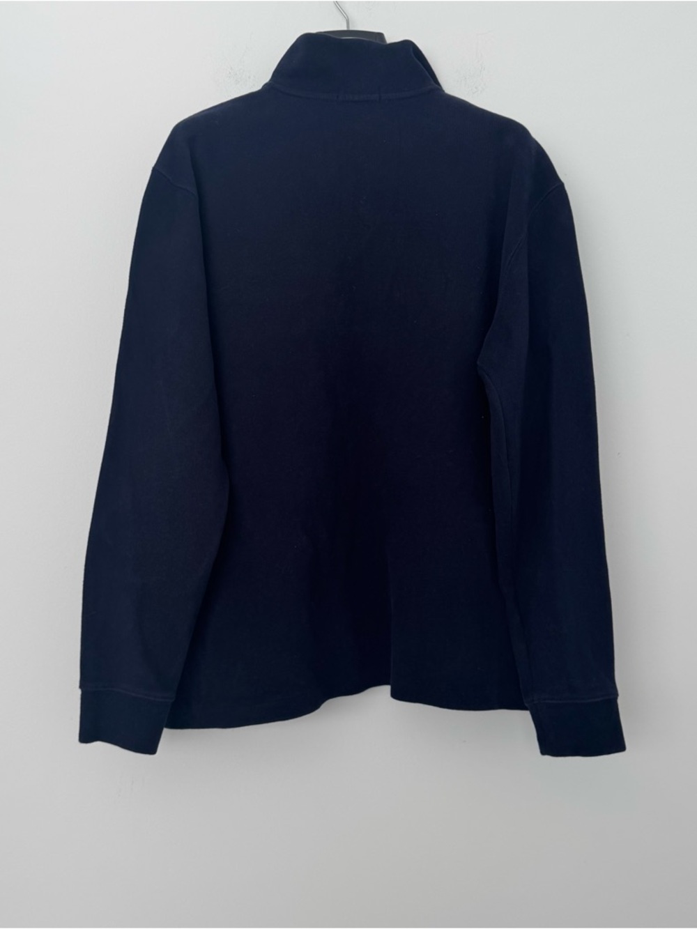 Polo Ralph Lauren 1/4 Zip Sweater Mens L Navy Blue Pullover Red Pony Cotton - Picture 2 of 9